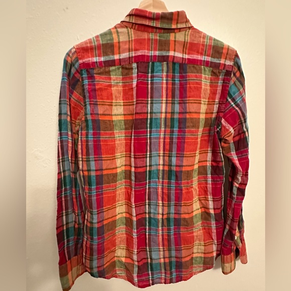 Ralph Lauren Vibrant Plaid Button-Down Shirt 100% Linen size S - Picture 7 of 7